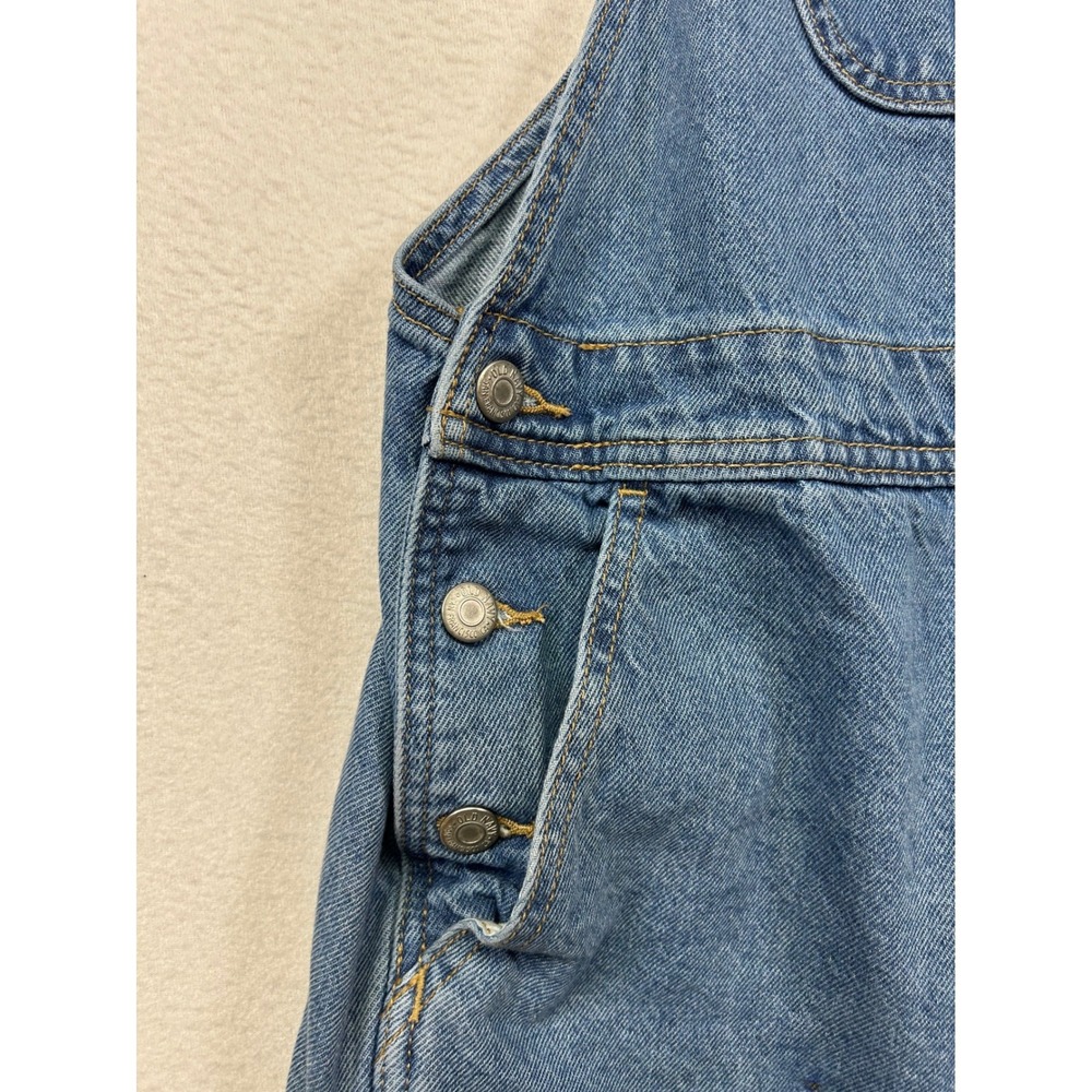Cottagecore Old Navy Women L Blue Denim Short Overalls Cuffed Bib Shortalls - Picture 9 of 13